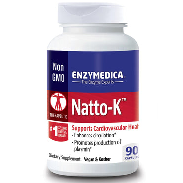 Enzymedica, natto-k、循環器系、90 カプセル