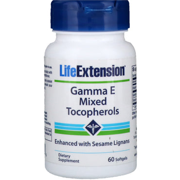 Life Extension, Tocoferoles mixtos gamma E, 60 cápsulas blandas