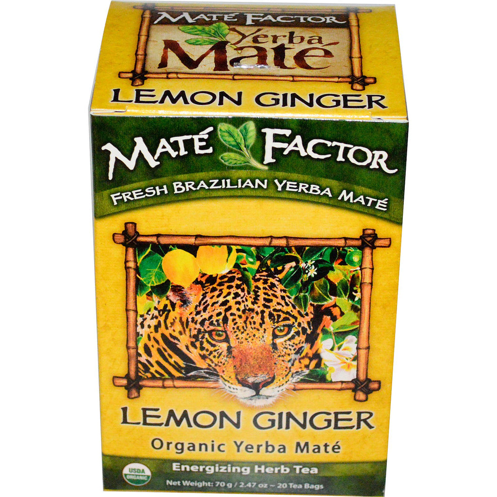 Mate Factor, Yerba Maté, Limón y jengibre, 20 bolsitas de té, 2,47 oz (70 g)