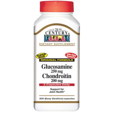 21st Century, Glucosamina 250 mg Condroitina 200 mg, Fórmula original, 200 (fácil de tragar) Cápsulas