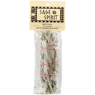 Sage Spirit, incienso nativo americano, salvia blanca, pequeño (4-5 pulgadas), 1 varita para difuminar