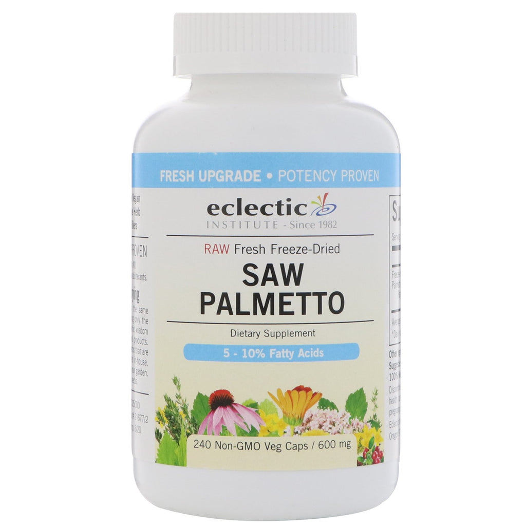 Eclectic Institute, Saw Palmetto, 600 mg, 240 ikke-GMO-grøntsagshætter