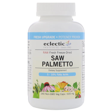 Eclectisch Instituut, Saw Palmetto, 600 mg, 240 niet-GMO vegetarische doppen