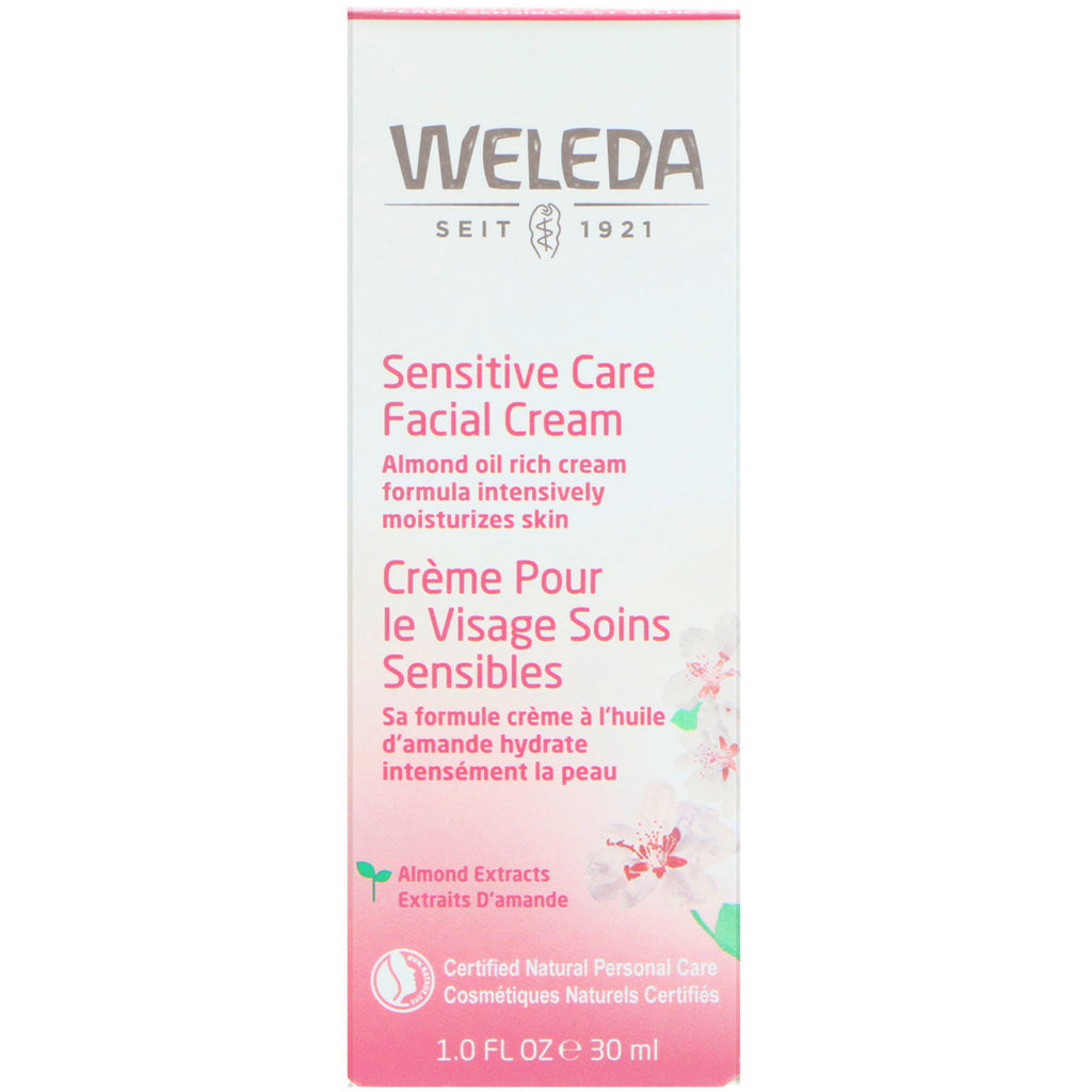 Weleda, Creme Facial para Cuidados Sensíveis, Extratos de Amêndoas, Pele Sensível e Seca, 30 ml (1,0 fl oz)