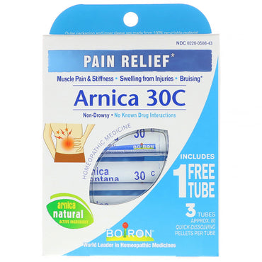 Boiron, Single Remedies, Arnica 30C, Pain Relief, 3 Tubes, 80 Pellets Each
