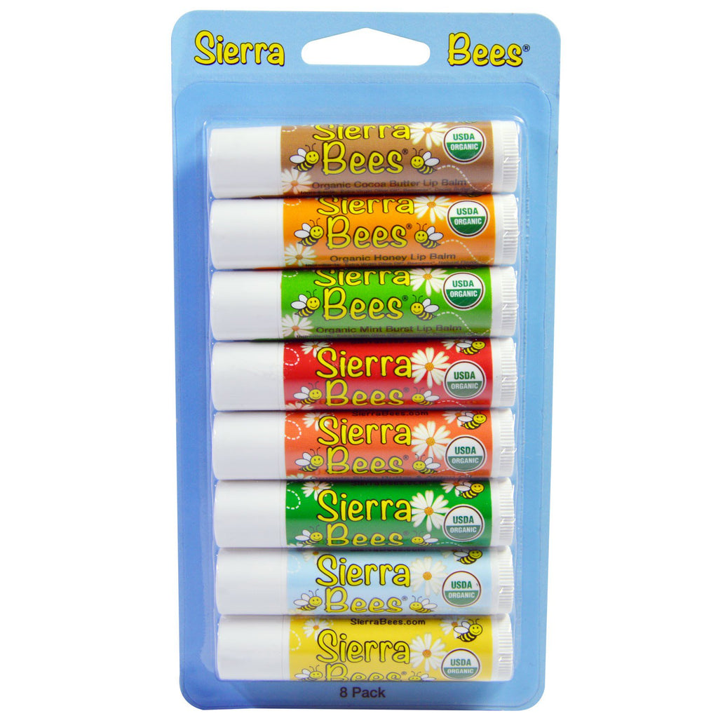 Sierra Bees, läppbalsam, Variety Pack, 8 Pack, 0,15 oz (4,25 g) styck
