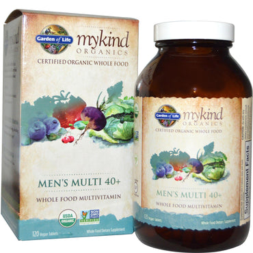 Garden of Life, MyKind's, Multi 40+ Masculino, 120 Comprimidos Veganos
