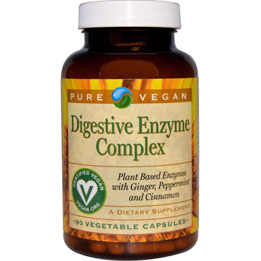 Vegano puro, complejo de enzimas digestivas, 90 cápsulas vegetales