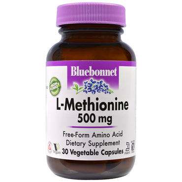 Bluebonnet Nutrition, L-메티오닌, 500mg, 식물성 캡슐 30정
