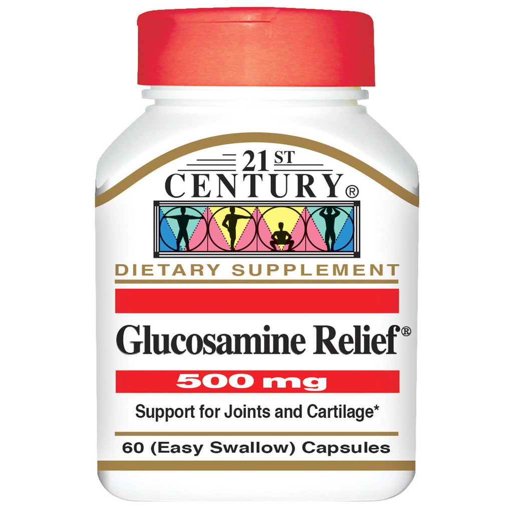 21st Century, Alívio de Glucosamina, 500 mg, 60 Cápsulas (Fácil de Engolir)