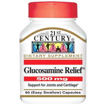21st Century, Alivio de glucosamina, 500 mg, 60 cápsulas (fácil de tragar)