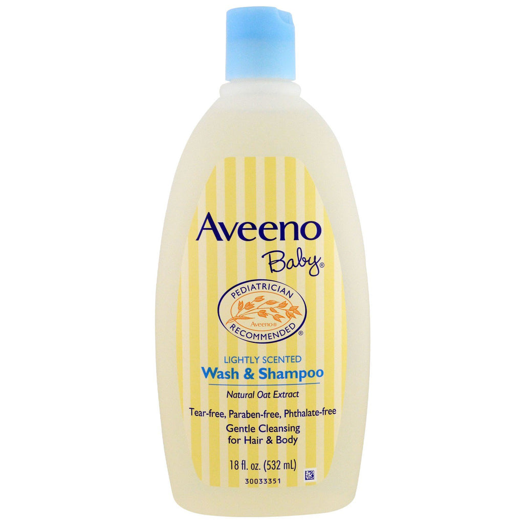 Aveeno, Baby, Wash & Shampoo, กลิ่นหอมอ่อนๆ, 18 fl oz (532 ml)