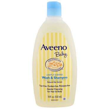 Aveeno, Bebê, Sabonete Líquido e Shampoo, Levemente Perfumado, 532 ml (18 fl oz)