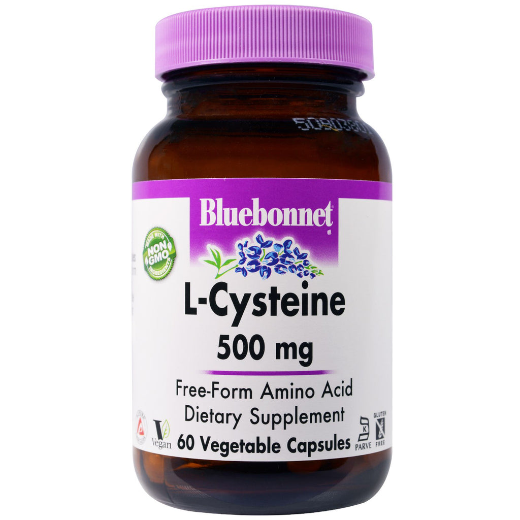 Bluebonnet Nutrition, L-cysteina, 500 mg, 60 kapsułek wegetariańskich