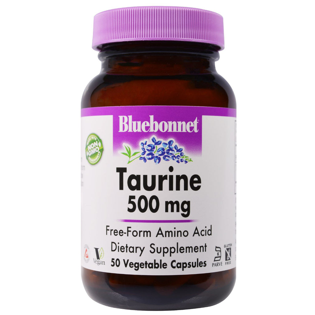 Bluebonnet Nutrition, טאורין, 500 מ"ג, 50 כוסות צמחיות