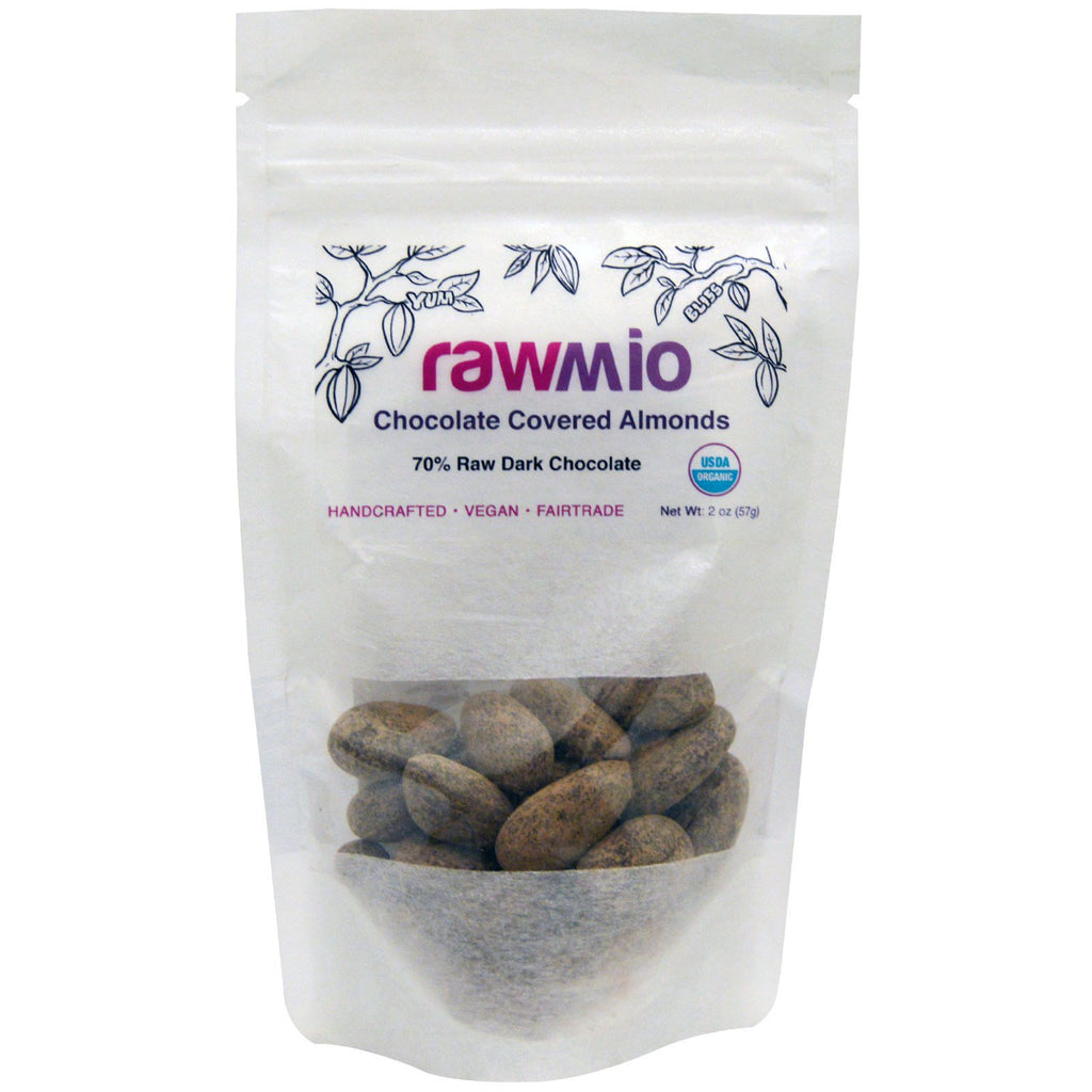 Rawmio, Chocolate Covered Almonds, 2 oz (57 g)