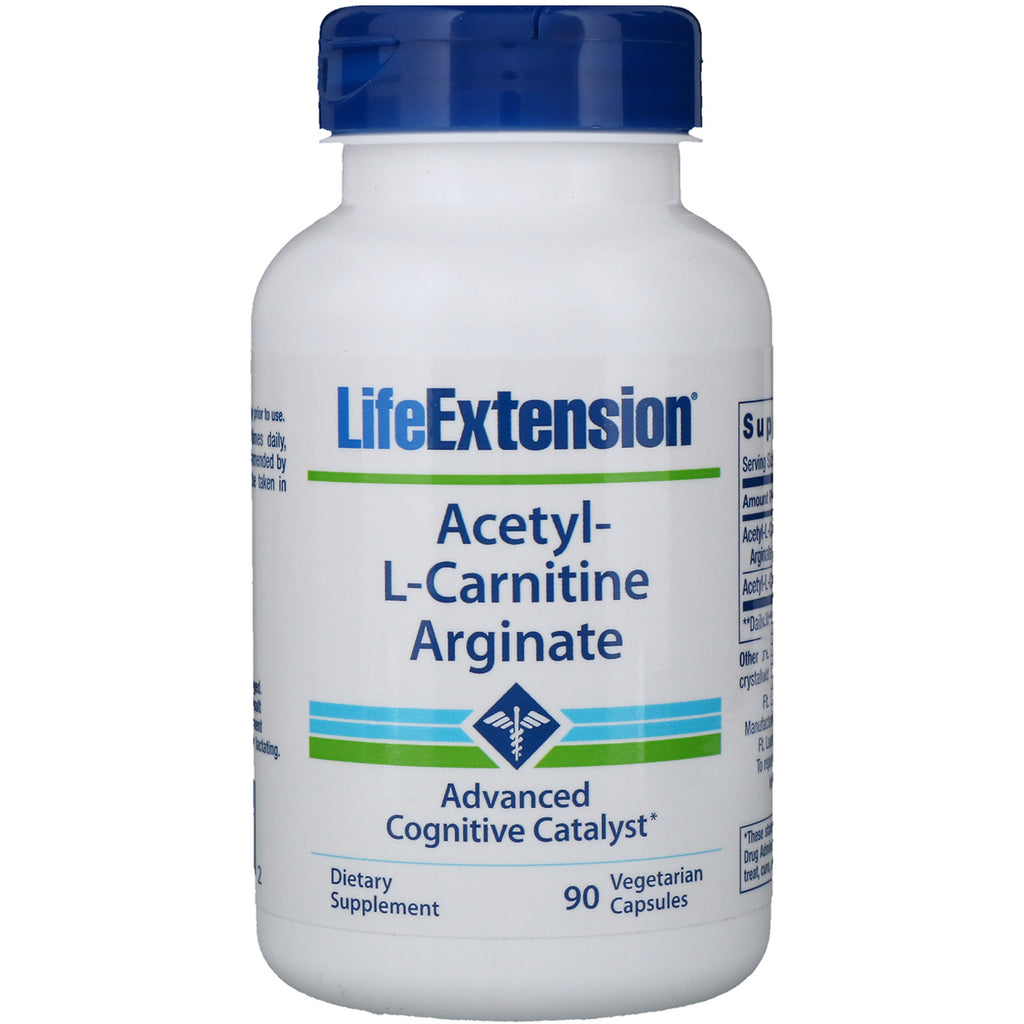 Life Extension, Arginato de acetil-L-carnitina, 90 cápsulas vegetarianas