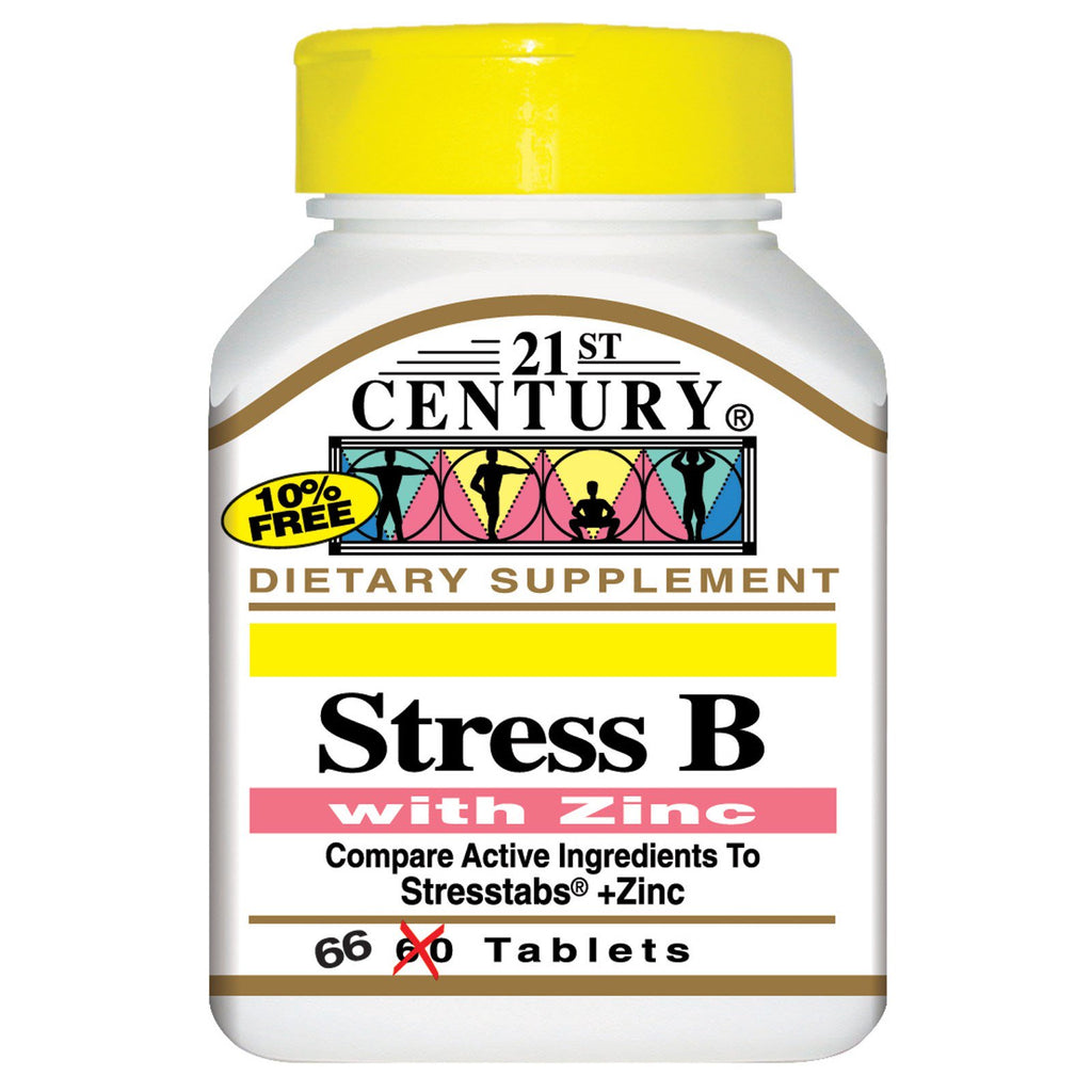 21st Century, Stress B, con zinc, 66 tabletas