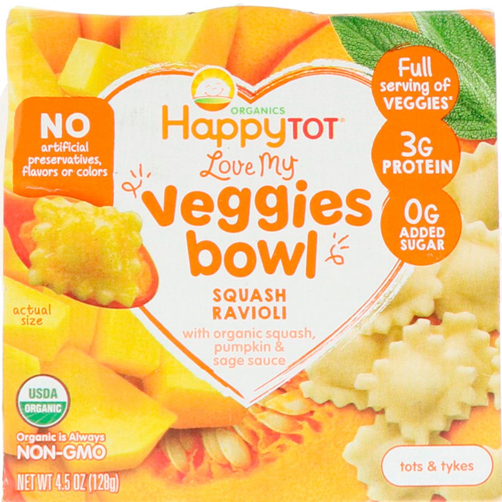(Happy Baby) s Happy Tot Love My Veggies Bowl Ravioli de Abóbora 4,5 oz (128 g)