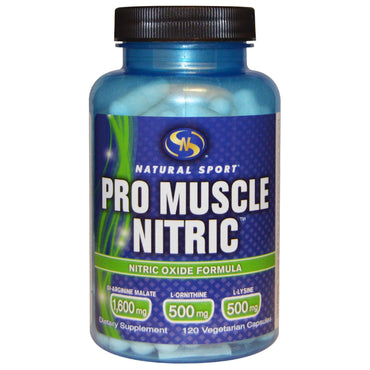 Esporte natural, nítrico pro músculo, fórmula de óxido nítrico, 120 cápsulas vegetais