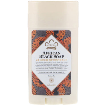 Nubian Heritage, Desodorante de 24 horas, Jabón negro africano, 64 g (2,25 oz)