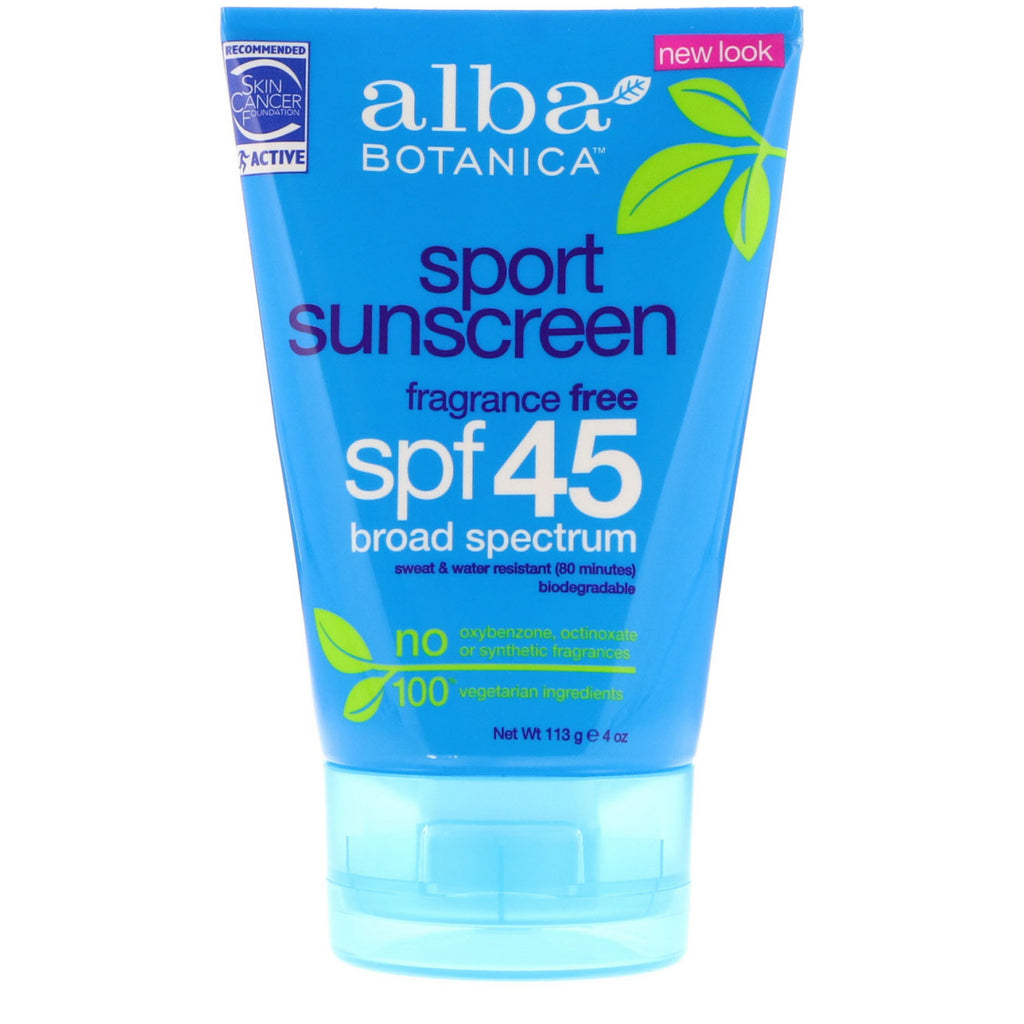 Alba Botanica, Protectie solara Sport, SPF 45, 4 oz (113 g)