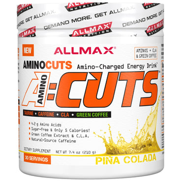 ALLMAX Nutrition, AMINOCUTS (ACUTS), BCAA para perda de peso (CLA + Taurina + Café Verde), Pina Colada, 210 g (7,4 oz)