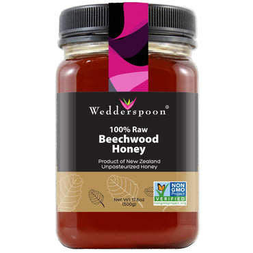 Wedderspoon, 100% Raw Beechwood Honey, 17.6 oz (500 g)