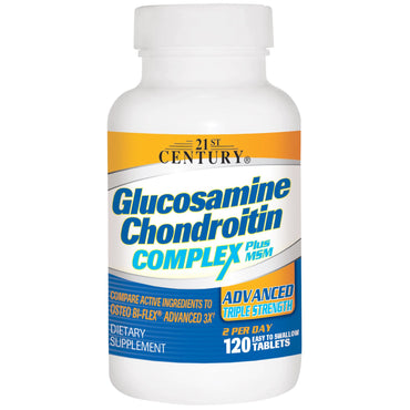 21e siècle, complexe de glucosamine chondroïtine plus msm, triple concentration avancée, 120 comprimés