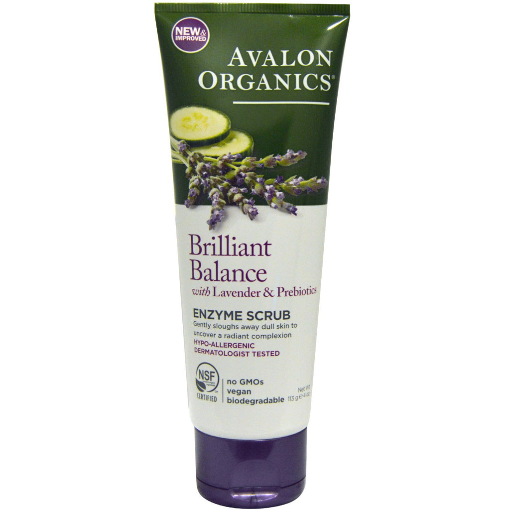 Avalon s, briljant balans, med lavendel och prebiotika, enzymskrubb, 4 oz (113 g)