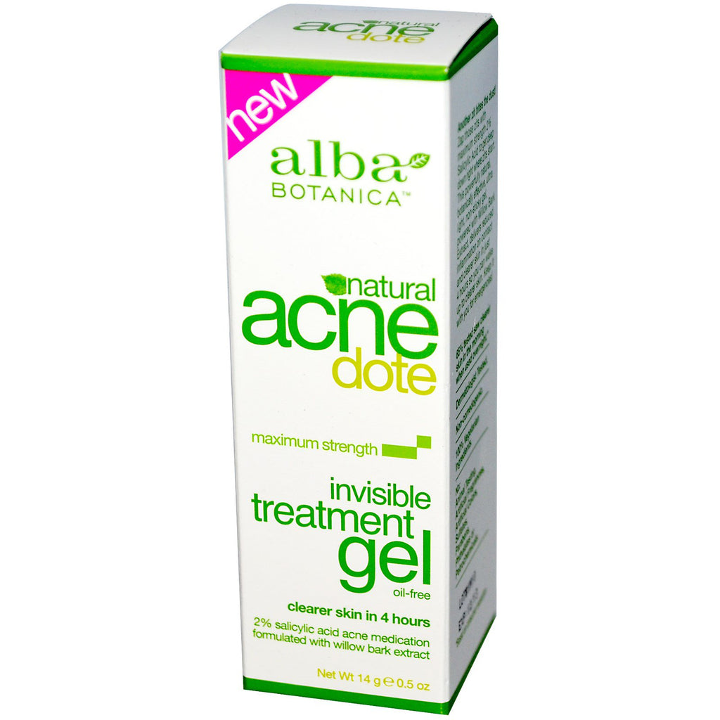 Alba Botanica, Acne Dote, Invisible Treatment Gel, oljefri, 0,5 oz (14 g)