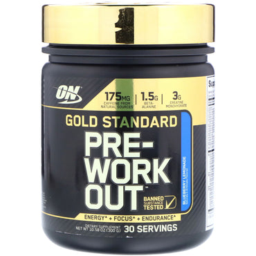 Optimale voeding, Gouden Standaard, Pre-workout, Bosbessenlimonade, 10.58 oz (300 g)