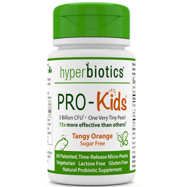 Hyperbiotiques, pro-kids, sans sucre, orange acidulé, 60 micro-perles