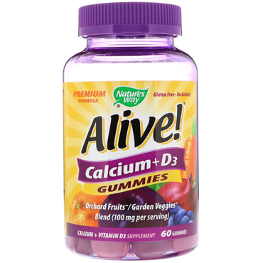 Nature's Way, Alive! Calcium + D3, 60 Gummies