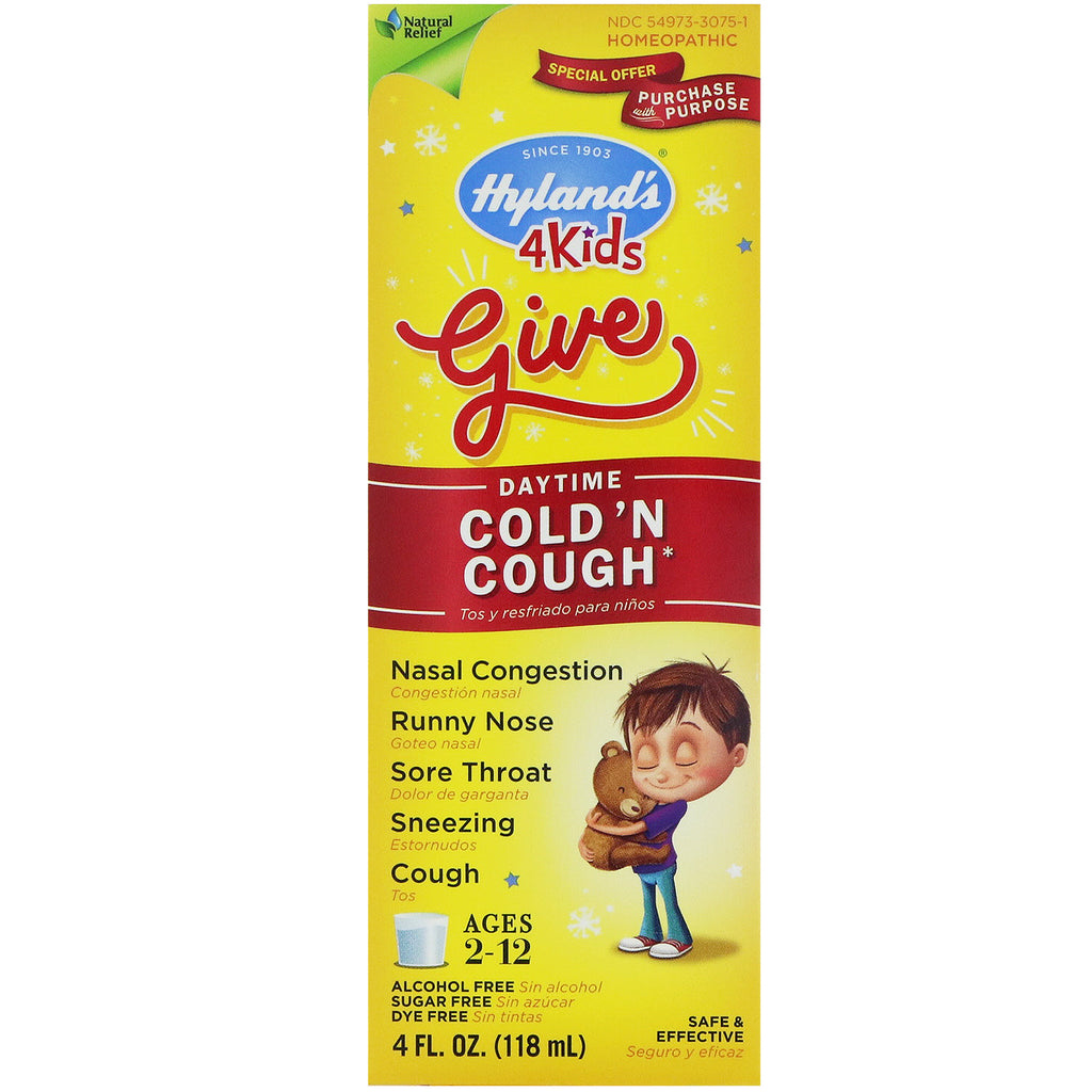 Hyland's, 4 Kids Cold 'n Cough, Daytime, Ages 2-12, 4 fl oz (118 ml)