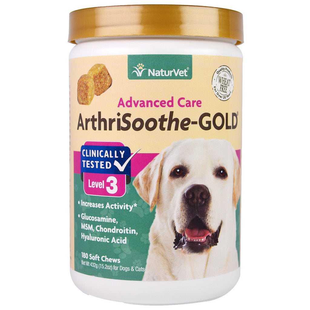 NaturVet, ArthriSoothe-GOLD, îngrijire avansată, nivel 3, 180 produse de mestecat moi, 15,2 oz (432 g)