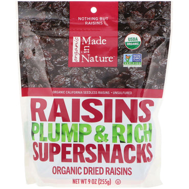 Made in Nature, , Raisins, Plump & Rich Supersnacks, 9 oz (255 g)