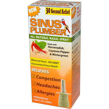 Greensations, Sinus Plumber, All Natural Nasal Spray, 0.68 fl oz (20 ml)