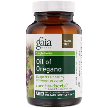 Gaia Herbs, huile d'origan, 120 phyto-capsules liquides végétaliennes