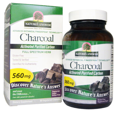 Nature's Answer, Charcoal, Activated Purified Carbon, 560 mg, 90 Vegetarian Capsules