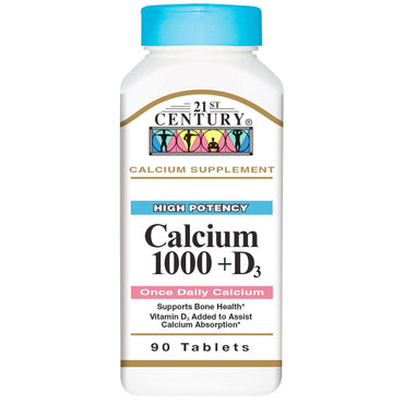 21e eeuw, calcium 1000 + d3, 90 tabletten