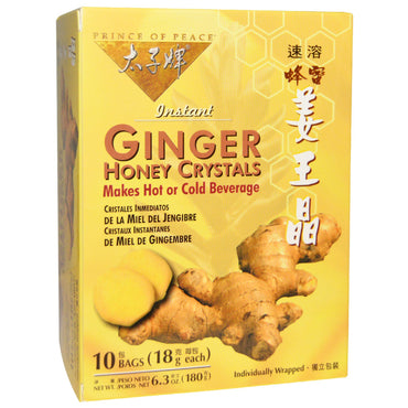 Prince of Peace, Instant Ginger Honey Crystals, 10 Bags, (18 g) Each
