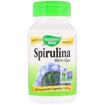 Nature's Way, Microalgas espirulina, 380 mg, 100 cápsulas vegetarianas