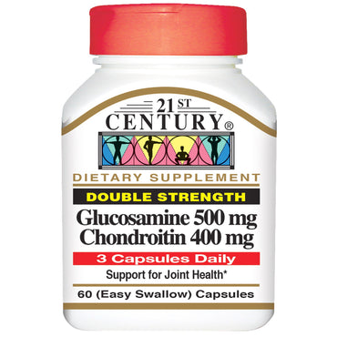 21e siècle, Glucosamine 500 mg Chondroïtine 400 mg, Double concentration, 60 capsules (à avaler facilement)