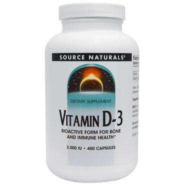 Source Naturals, Vitamin D-3, 2,000 IU, 400 Capsules