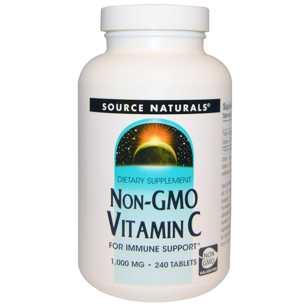 Source Naturals, icke-GMO-vitamin C, 1 000 mg, 240 tabletter