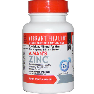 Vibrant Health, A Man's Zinc, 60 식물성 캡슐
