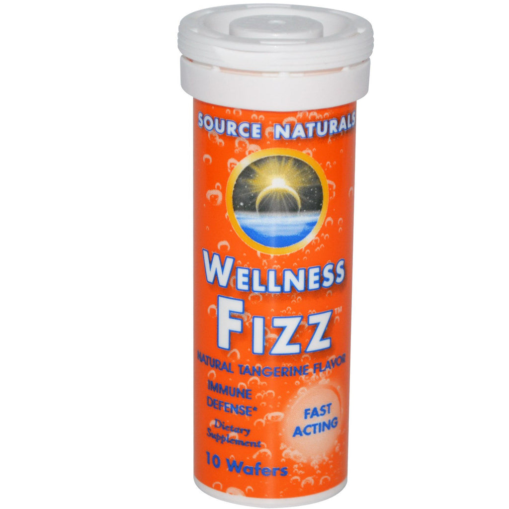 Source Naturals, Wellness Fizz, arôme naturel de mandarine, 10 gaufrettes