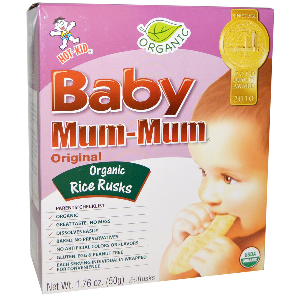 Hot Kid, Baby Mum-Mum, bizcochos de arroz, original, 24 bizcochos, 50 g (1,76 oz)