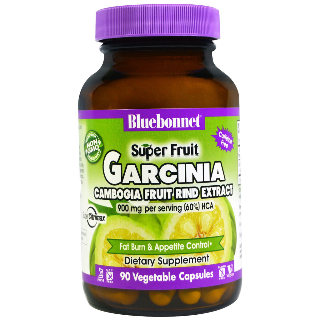 Bluebonnet nutrition, super fruit, extrait d'écorce de fruit de garcinia cambogia, 90 gélules végétariennes